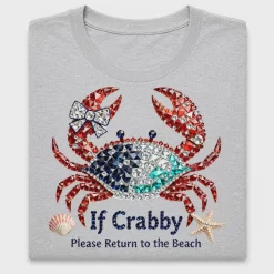 Crabby Beach Rhinestone DTF Transfer