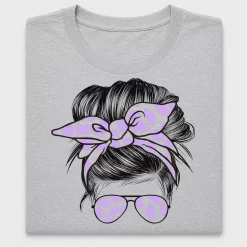 Messy Bun Purple Cow Print DTF Transfer