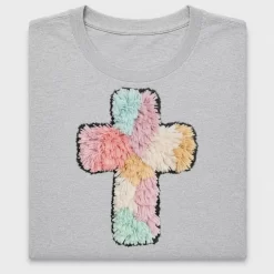 Pastel Faux Latch Hook Cross DTF Transfer