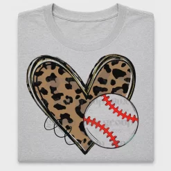 Leopard Heart Baseball DTF Transfer