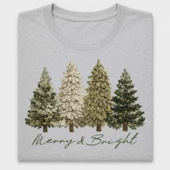 Merry Bright Christmas Trees DTF Transfer
