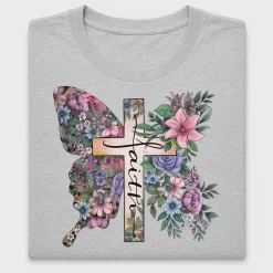 Faith Butterfly Floral Cross DTF Transfer