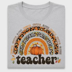 Retro Teacher Rainbow Pumpkin DTF Transfer