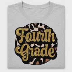 Fourth Grade Gold Glitter Leopard DTF Transfer