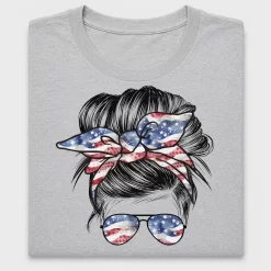 Patriotic Girl Messy Bun DTF Transfer