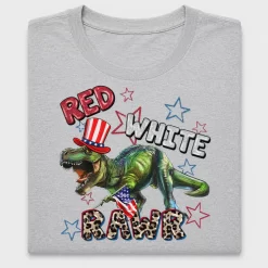 Red White Rawr Dinosaur DTF Transfer