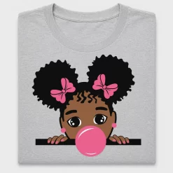 Afro Girl Bubble Gum Peek DTF Transfer