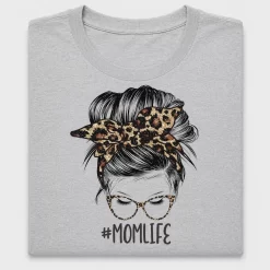 Leopard Mom Life Messy Bun DTF Transfer