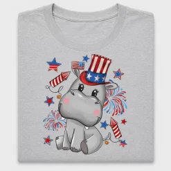 Patriotic Hippo Fourth of July DTF Transfer