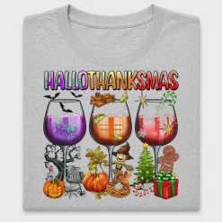Hallothanksmas Wine Glasses DTF Transfer