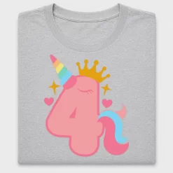 Rainbow Unicorn Fourth Birthday DTF Transfer