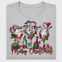Merry Christmas Wine Snowman DTF Transfer