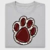 Maroon Gold Glitter Paw Print DTF Transfer