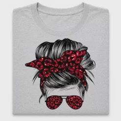 Red Leopard Messy Bun DTF Transfer