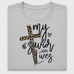 My Savior Lives Leopard Cross DTF Transfer