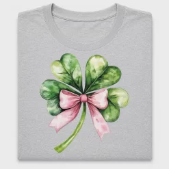 Watercolor Shamrock Pink Bow DTF Transfer