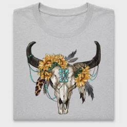 Boho Bull Skull Sunflower DTF Transfer