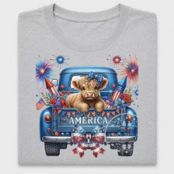 Fourth of July Highland Cow DTF Transfer
