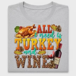 Thanksgiving Turkey and Wine DTF Transfer