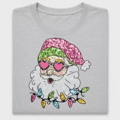 Sequin Santa with Christmas Lights DTF Transfer