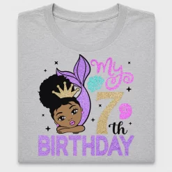 Afro Princess Mermaid 7th Birthday DTF Transfer