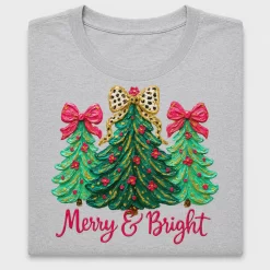Merry & Bright Christmas Tree DTF Transfer