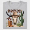 Howdy Bull Skull Western DTF Transfer