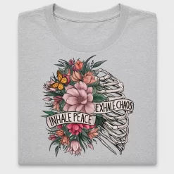 Inhale Peace Exhale Chaos Floral Skeleton DTF Transfer