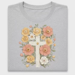 Floral Cross DTF Transfer Design