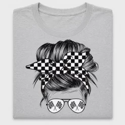 Messy Bun Checkered Sunglasses DTF Transfer