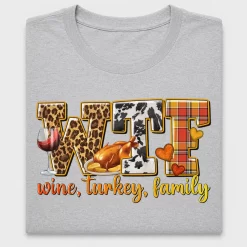 Wine Turkey Family Thanksgiving DTF Transfer