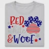 Red White & Woof Paw DTF Transfer