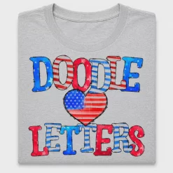Doodle Letters Patriotic Heart DTF Transfer