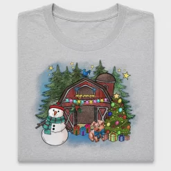 Christmas Barn Snowman DTF Transfer