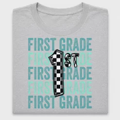 First Grade Checker DTF Transfer