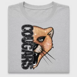 Cougar Mascot Faux Glitter DTF Transfer