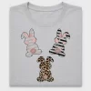 Floral Stripe Leopard Bunny DTF Transfer