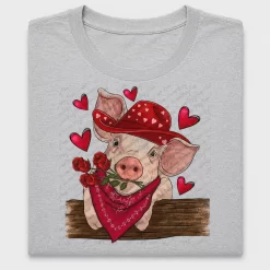 Cowgirl Pig With Hearts DTF Transfer