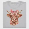 Patchwork Floral Highland Cow DTF Transfer