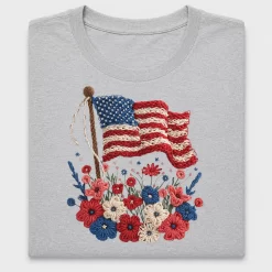 Vintage American Flag Flowers DTF Transfer