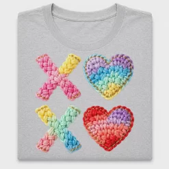Colorful Faux Yarn Hearts Bows DTF Transfer