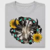 Boho Bull Skull Sunflower DTF Transfer