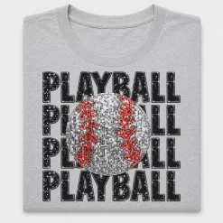 Playball Baseball Sequin DTF Transfer