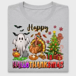 Hallothanksmas Ghost Turkey Tree DTF Transfer