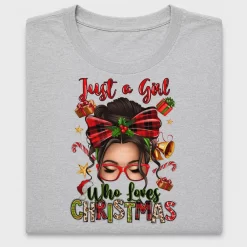 Just a Girl Christmas Messy Bun DTF Transfer
