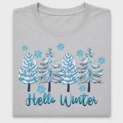 Hello Winter Snowy Trees DTF Transfer