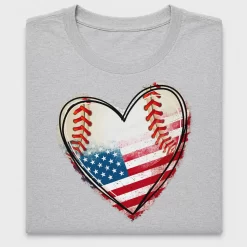 Patriotic Baseball Heart DTF Transfer