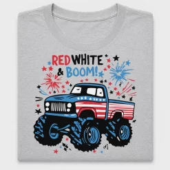 Red White Boom Monster Truck DTF Transfer