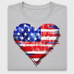 Watercolor American Flag Heart DTF Transfer