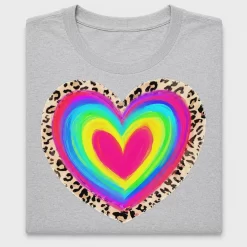 Rainbow Leopard Heart DTF Transfer